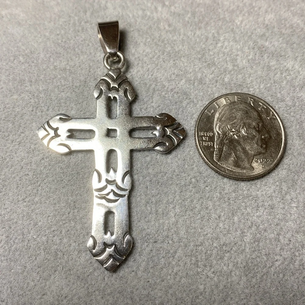 Solid Sterling Silver Cross Pendant Goth Vintage